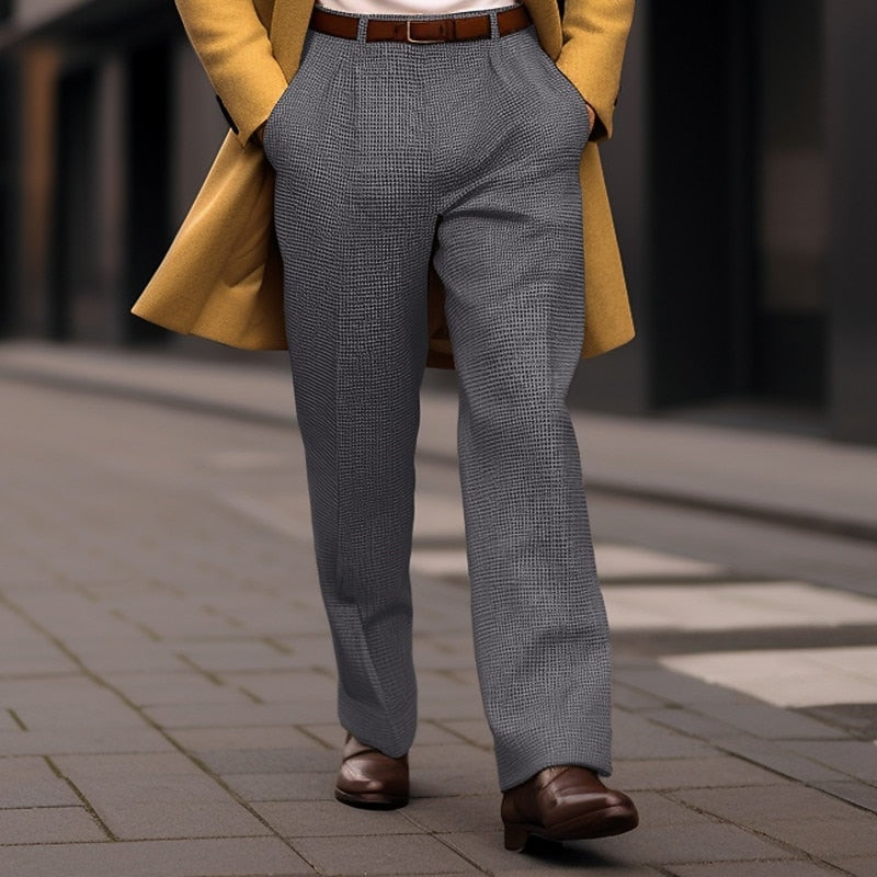 Men's Straight-Leg Tailored Trousers with Front Pockets