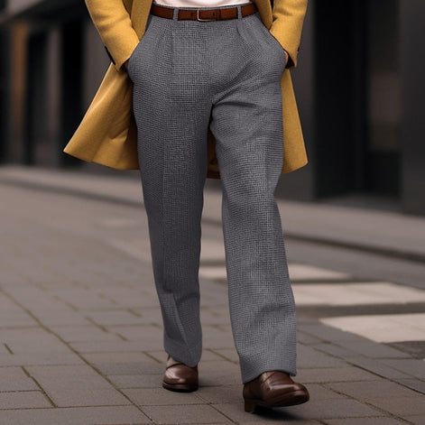 Men's Straight-Leg Tailored Trousers with Front Pockets