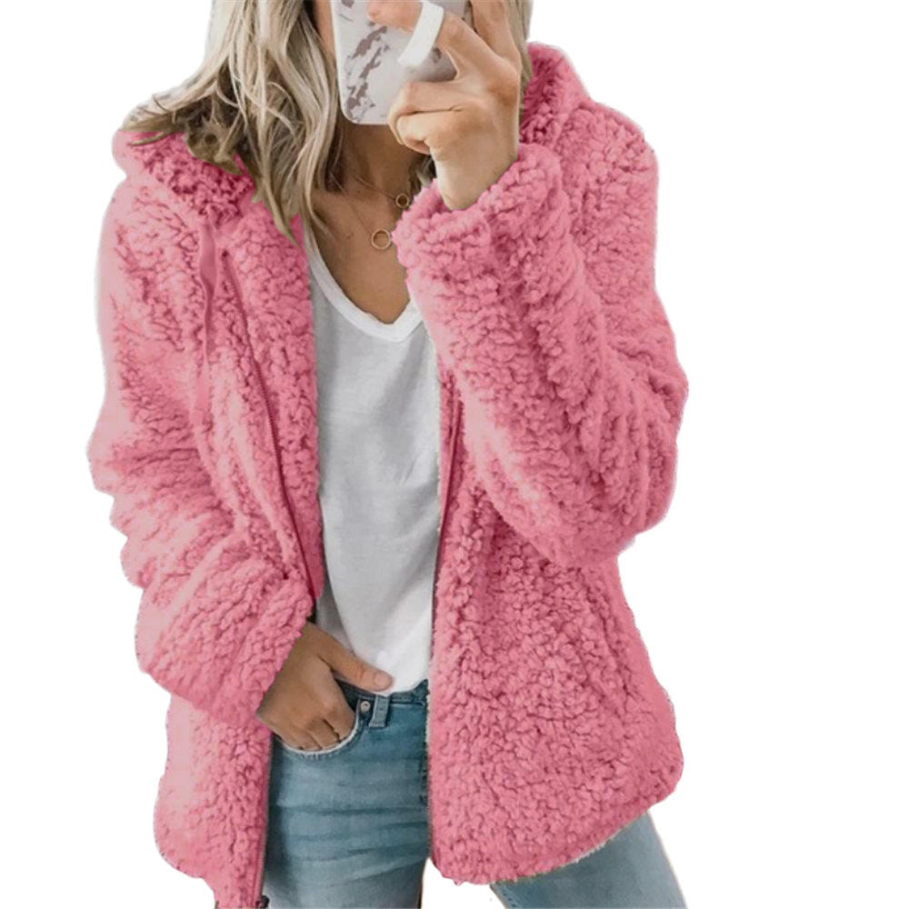 Women's Fleece Teddy Coat with Zip Pockets