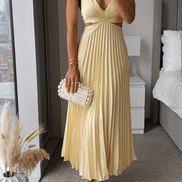 Sanne Pleated Satin Midi Dressing Gown for Ladies