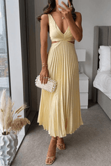 Sanne Pleated Satin Midi Dressing Gown for Ladies