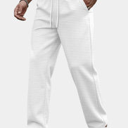 Men's Waffle-Textured Drawstring Jogger Trousers with Elastic Waist
