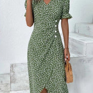 Floral Wrap Midi Dress for Wedding Guest and Christmas Party Wear