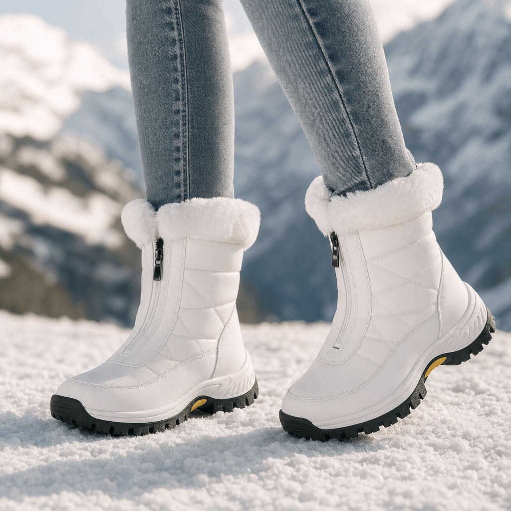 Snowlina Plush-Lined Mid-Calf Zip-Up Winter Boots for Women
