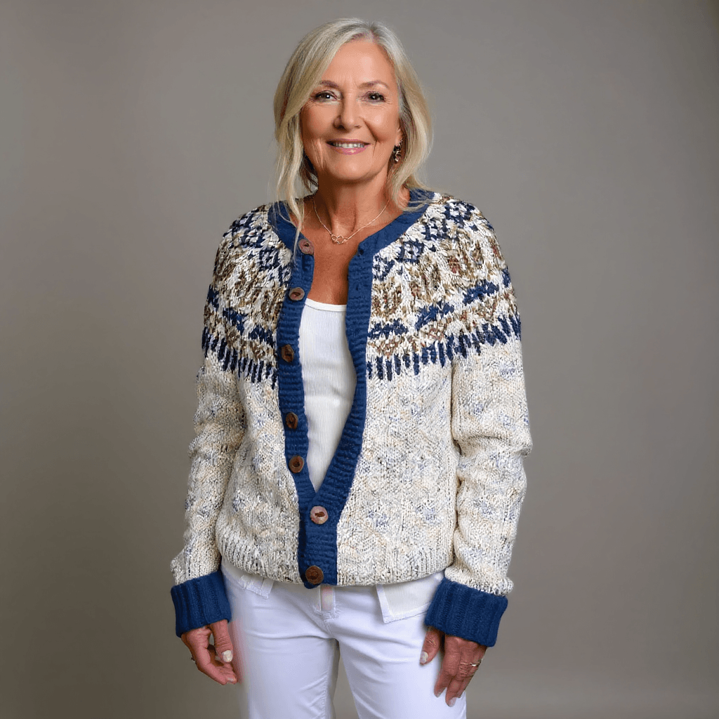 Harper Fair Isle Knitted Cardigan with Button Front