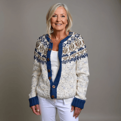 Harper Fair Isle Knitted Cardigan with Button Front