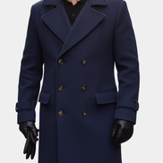 Double-Breasted Wool Blend Overcoat with Wide Notched Lapels