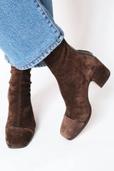 Women's Faux Suede Block Heel Ankle Boots with Side Zip