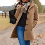 Helga Women's Wool Blend Winter Coat with Button-Front Closure