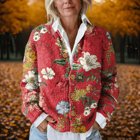 Larissa Floral Print Open-Front Knitted Cardigan for Women