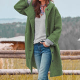 Women's Longline Wool-Blend Coat with Button Closure