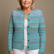 Women's Fair Isle Pattern Button-Front Knitted Cardigan
