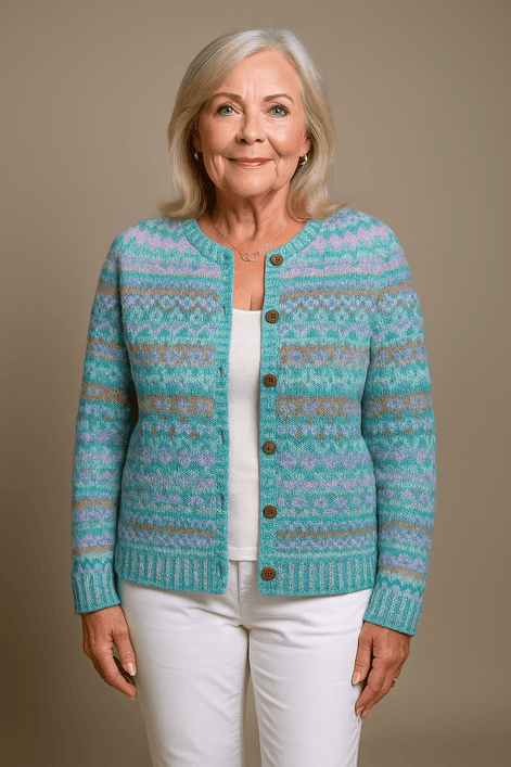 Women's Fair Isle Pattern Button-Front Knitted Cardigan