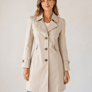 Women's Tailored Buttoned Trench Coat with Fitted Waist