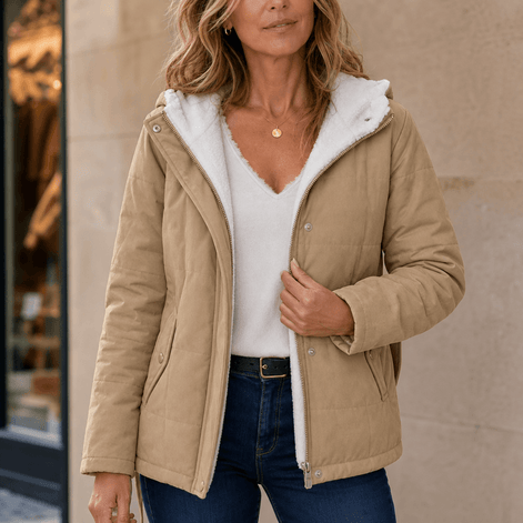 Coldbourne Sherpa-Lined Hooded Quilted Puffer Jacket for Women
