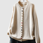 Lena Button-Front Knitted Cardigan with Colourful Buttons