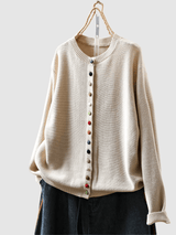 Lena Button-Front Knitted Cardigan with Colourful Buttons