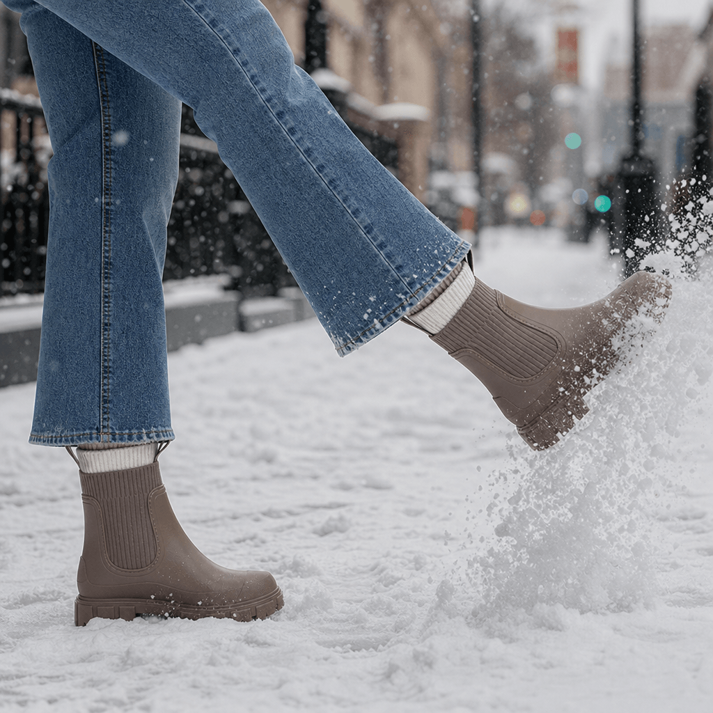 Puddlestep Women's Elastic Collar PVC Ankle Winter Boots