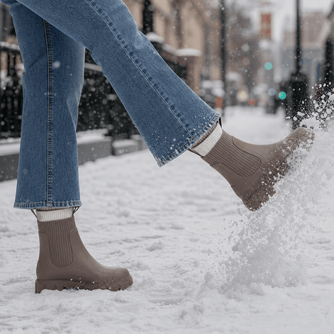 Puddlestep Women's Elastic Collar PVC Ankle Winter Boots