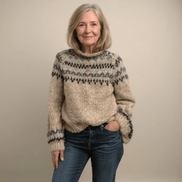 Ashley Fair Isle Hand-Knitted Wool Blend Women's Jumper with Nordic Yoke Pattern