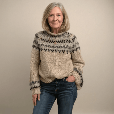 Ashley Fair Isle Hand-Knitted Wool Blend Women's Jumper with Nordic Yoke Pattern