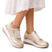 Chloe Platform Lace-Up Cushioned Sneakers with Side Zip