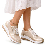 Chloe Platform Lace-Up Cushioned Sneakers with Side Zip
