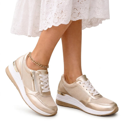 Chloe Platform Lace-Up Cushioned Sneakers with Side Zip
