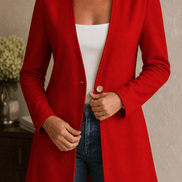 Linevalle V-Neck Single-Button A-Line Women's Tailored Blazer in Polyester