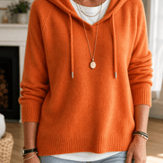 Women's Ribbed Hooded Knit Jumper with Drawstring