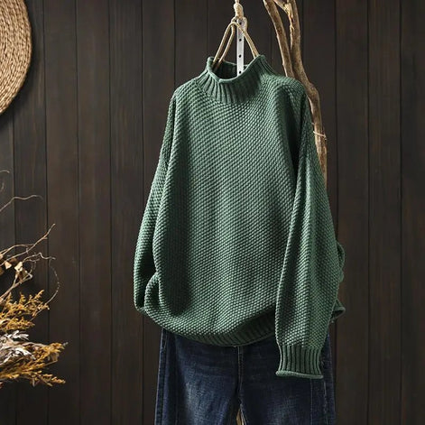 Filipa Mock-Neck Ribbed Oversized Women's Knitted Jumper