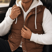 Men's Double-Layered Hood Padded Puffer Vest