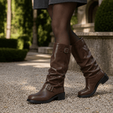 Padova Slouched Knee-High Women's Boots with Double Buckle Detail