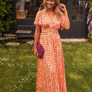 Amelia Floral Wrap Maxi Dress for Autumn Wedding Guests