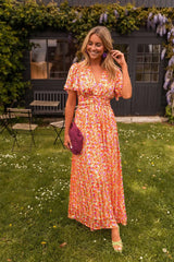 Amelia Floral Wrap Maxi Dress for Autumn Wedding Guests