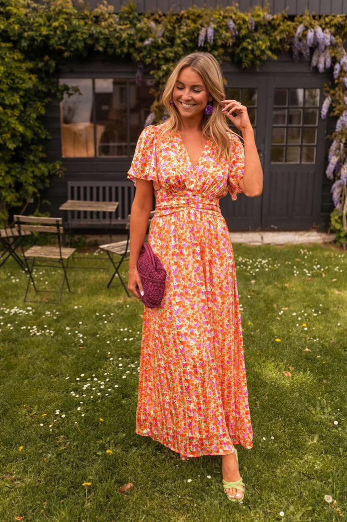 Amelia Floral Wrap Maxi Dress for Autumn Wedding Guests