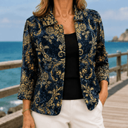 Hallie-Rose Baroque Open-Front Jacket with Pointed Collar