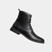 Men's Lace-Up Leather-Style Ankle Boots with Grip Outsole