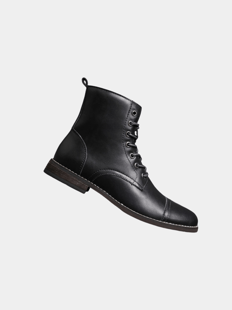 Men's Lace-Up Leather-Style Ankle Boots with Grip Outsole