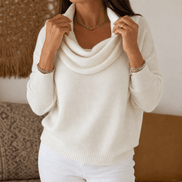 Women's Cowl Neck Knitted Jumper with Drape Detail