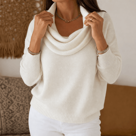 Women's Cowl Neck Knitted Jumper with Drape Detail