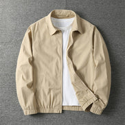 Cotton-Blend Harrington Jacket for Men with Zip Closure