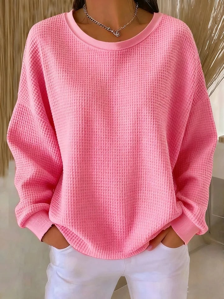 Lucille Oversized Waffle-Knit Women's Jumper with Dropped Shoulders