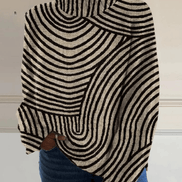 Women's Striped Roll-Neck Knitted Jumper with Contrast Pattern