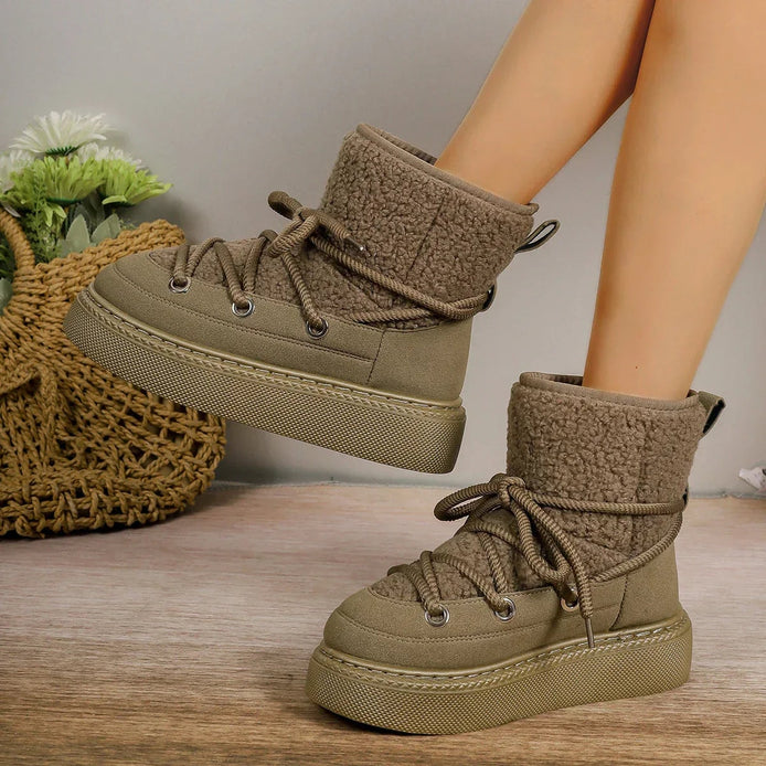 Malina | Shearling Lace Up Platform Winter Boots for Women