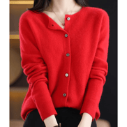 Danielle Button-Front Knitted Crew Neck Cardigan for Women