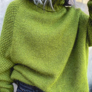 Women's Chunky Knitted Turtleneck Jumper with Ribbed Cuffs