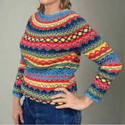 Women's Fair Isle Pattern Knitted Christmas Jumper with Crew Neck