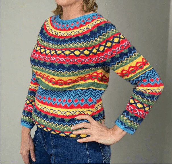 Women's Fair Isle Pattern Knitted Christmas Jumper with Crew Neck
