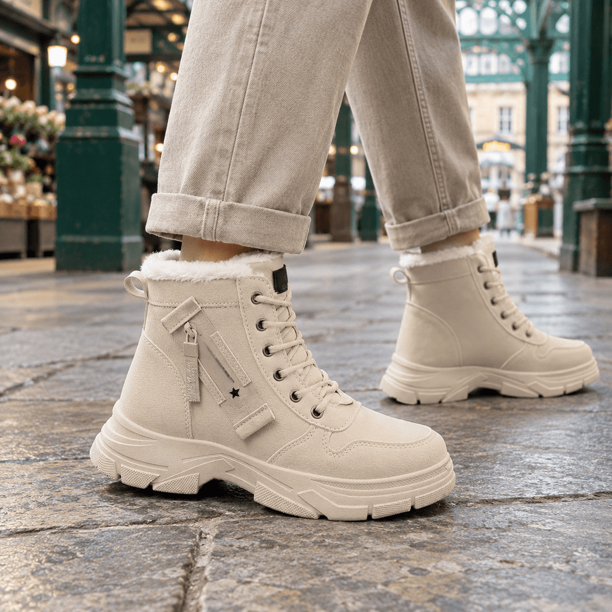 Squarcione-Verona Women's Fleece-Lined Lace-Up Platform Winter Boots